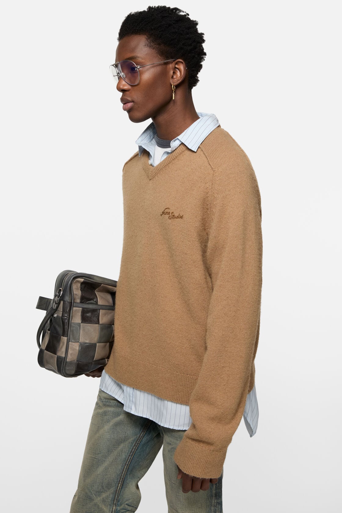 Acne Studios Camel hair v-neck sweater - Light camel