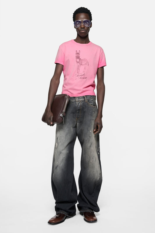 Acne Studios Fitted graphic t-shirt - Pink