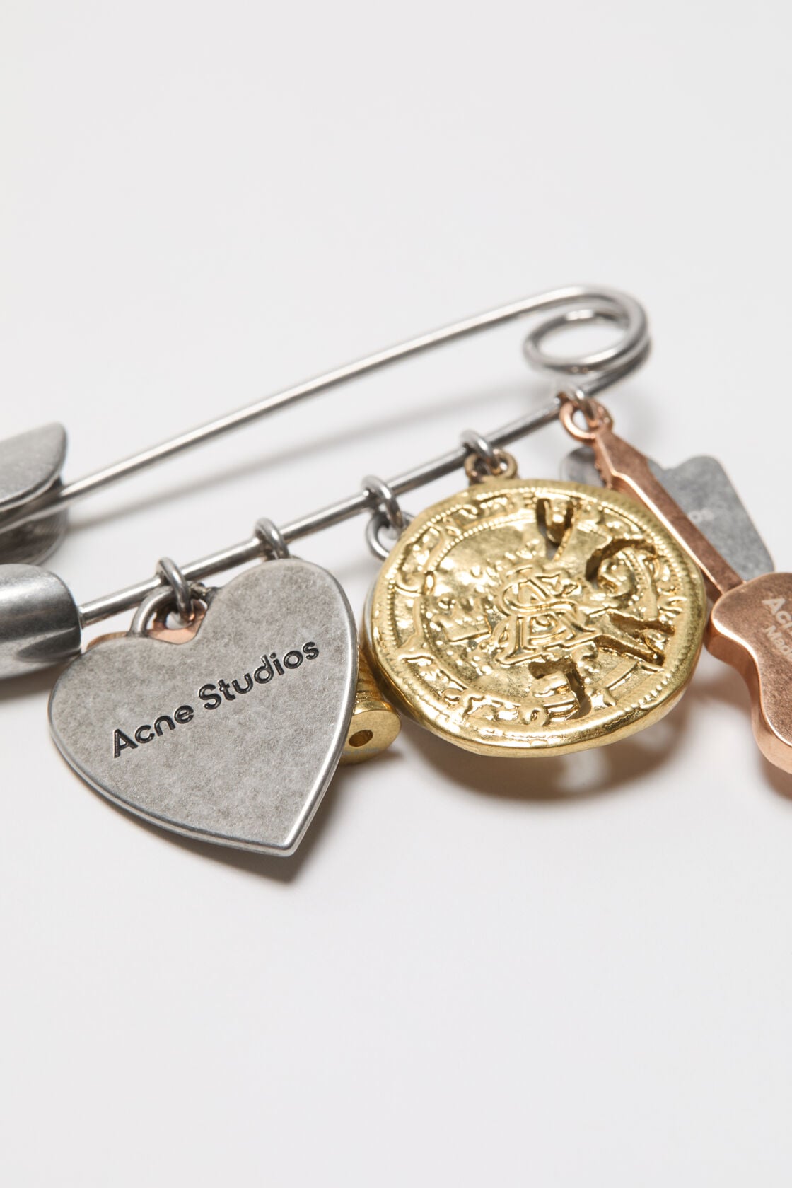 Acne Studios Brooch with charms - Semi matt silver/Multi