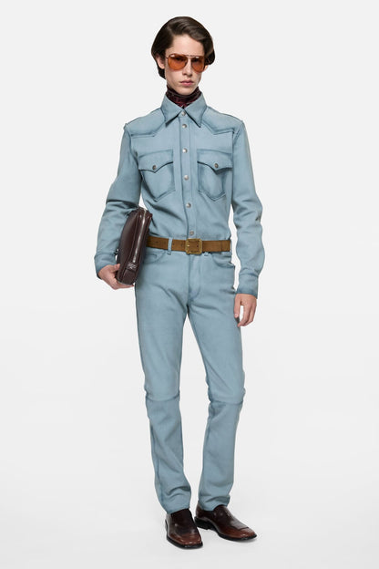 Acne Studios Suede overshirt - Light blue