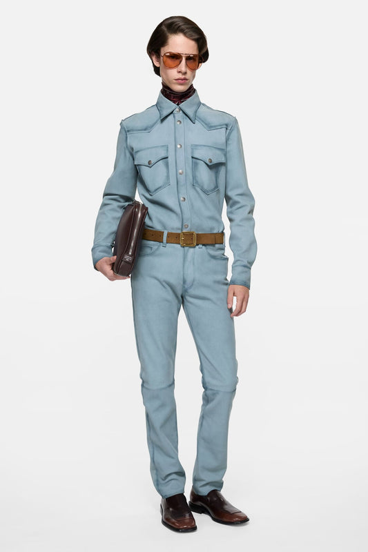 Acne Studios Suede overshirt - Light blue