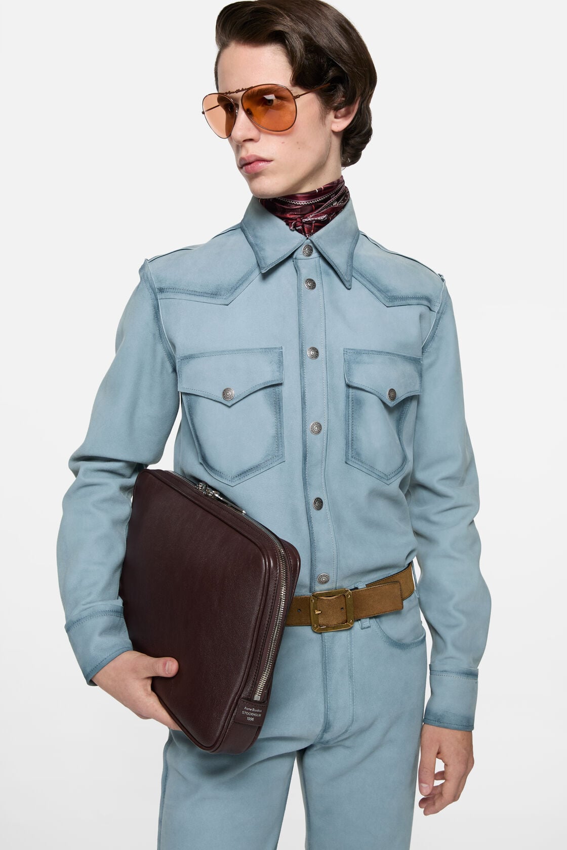 Acne Studios Suede overshirt - Light blue