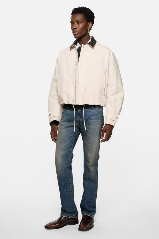 Acne Studios Bomber with leather collar - Light taupe