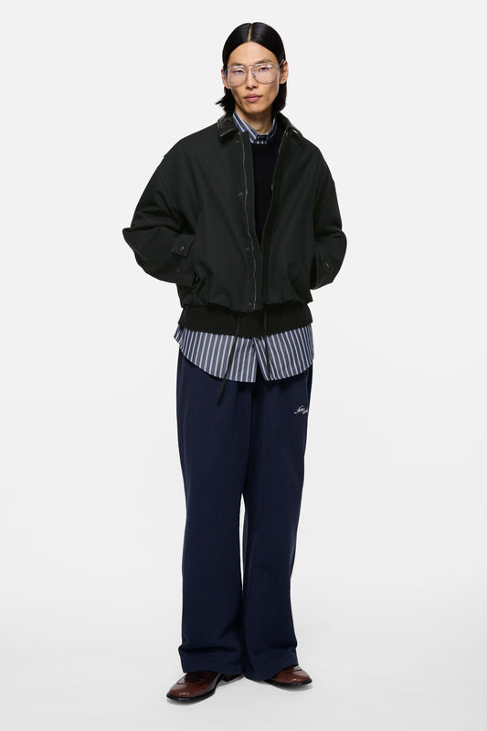 Acne Studios Bomber with leather collar - Black