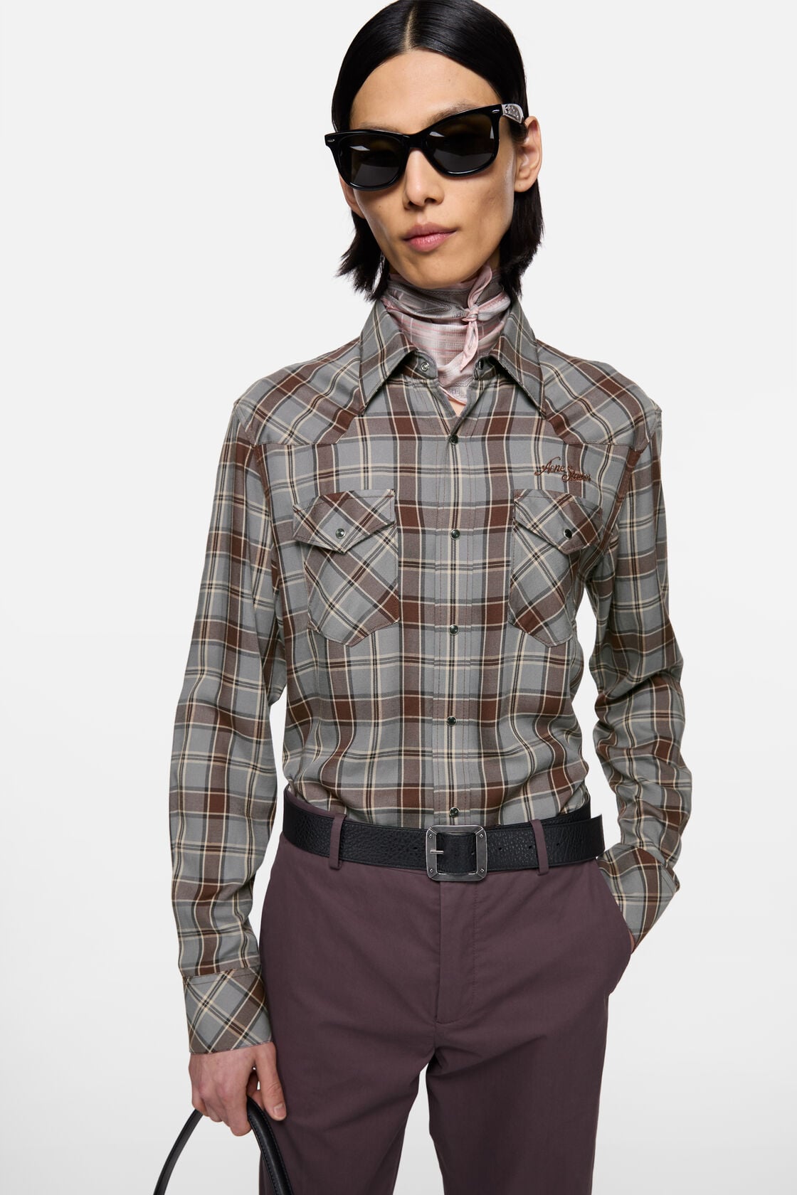 Acne Studios Flannel check button-up shirt - Multi grey
