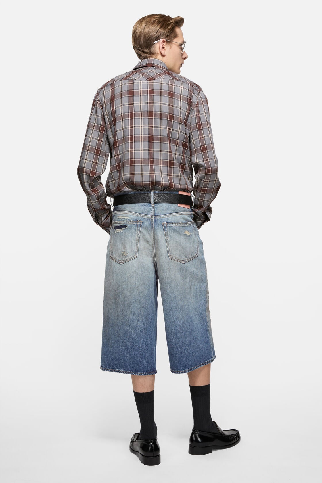 Acne Studios Mended denim shorts - Mid Blue