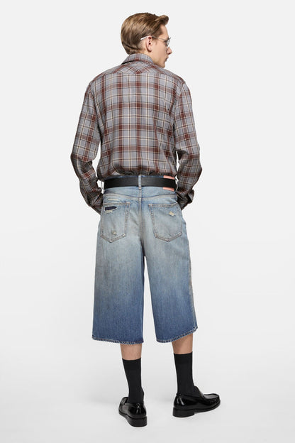 Acne Studios Mended denim shorts - Mid Blue