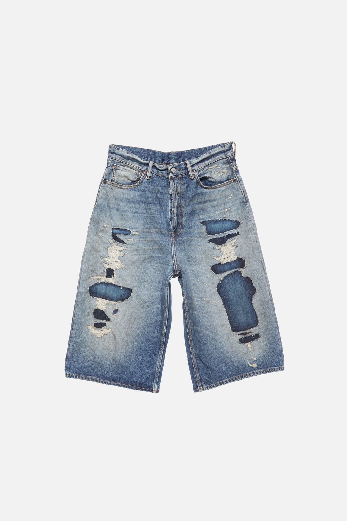 Acne Studios Mended denim shorts - Mid Blue