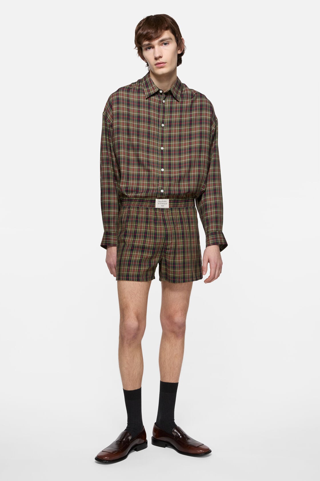 Acne Studios Casual check shorts - Green multi