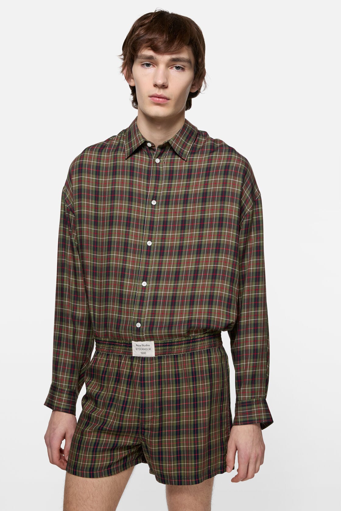 Acne Studios Casual check shorts - Green multi