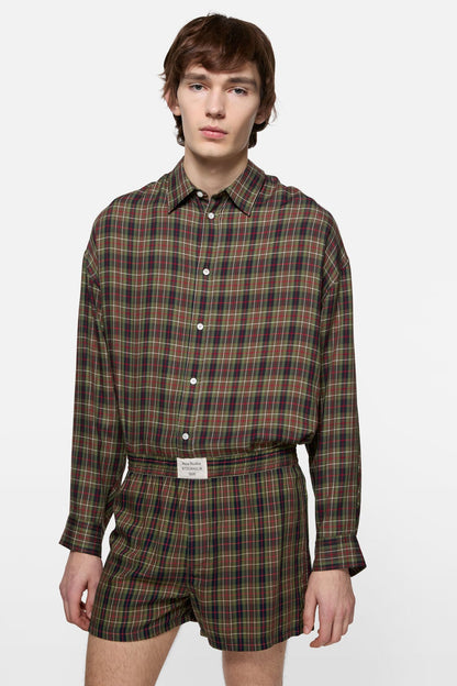 Acne Studios Casual check shorts - Green multi