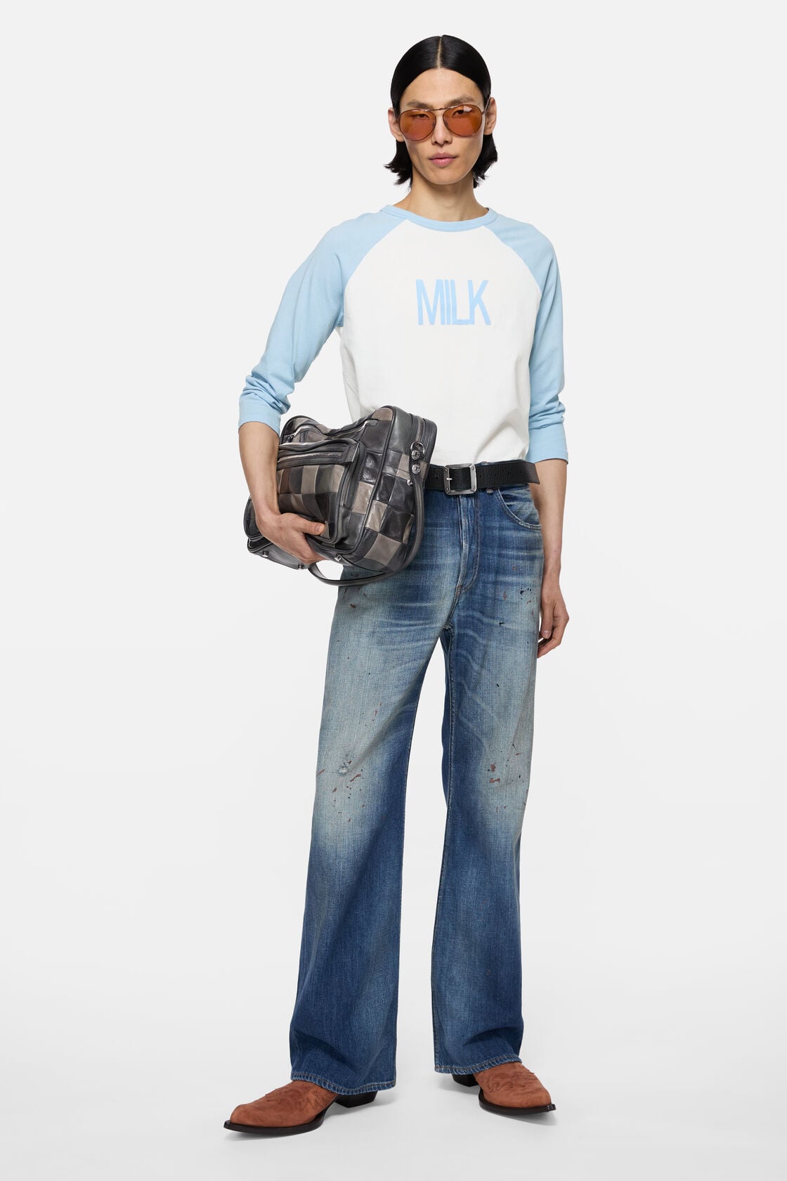 Acne Studios Milk graphic t-shirt - Pale blue/white