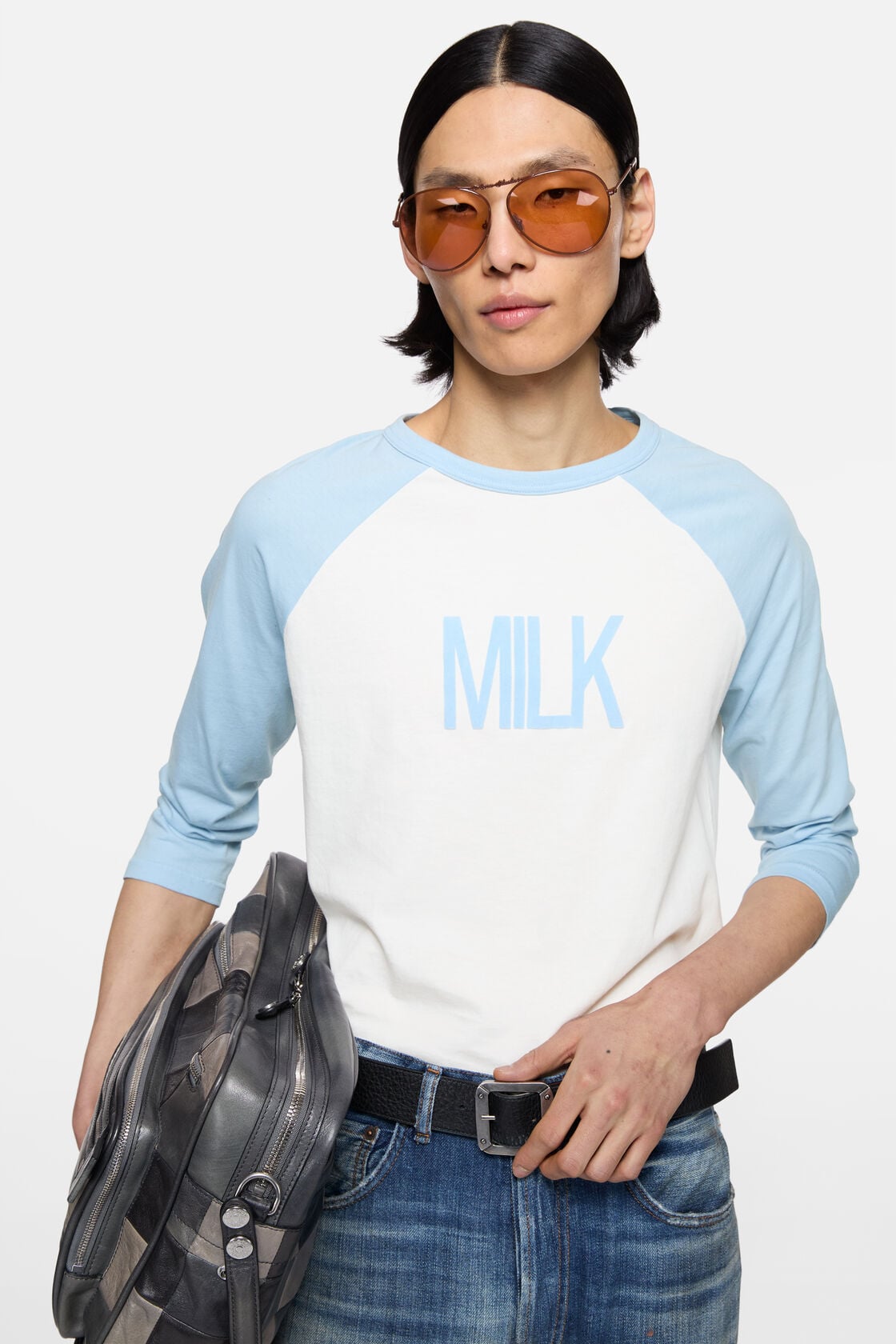 Acne Studios Milk graphic t-shirt - Pale blue/white