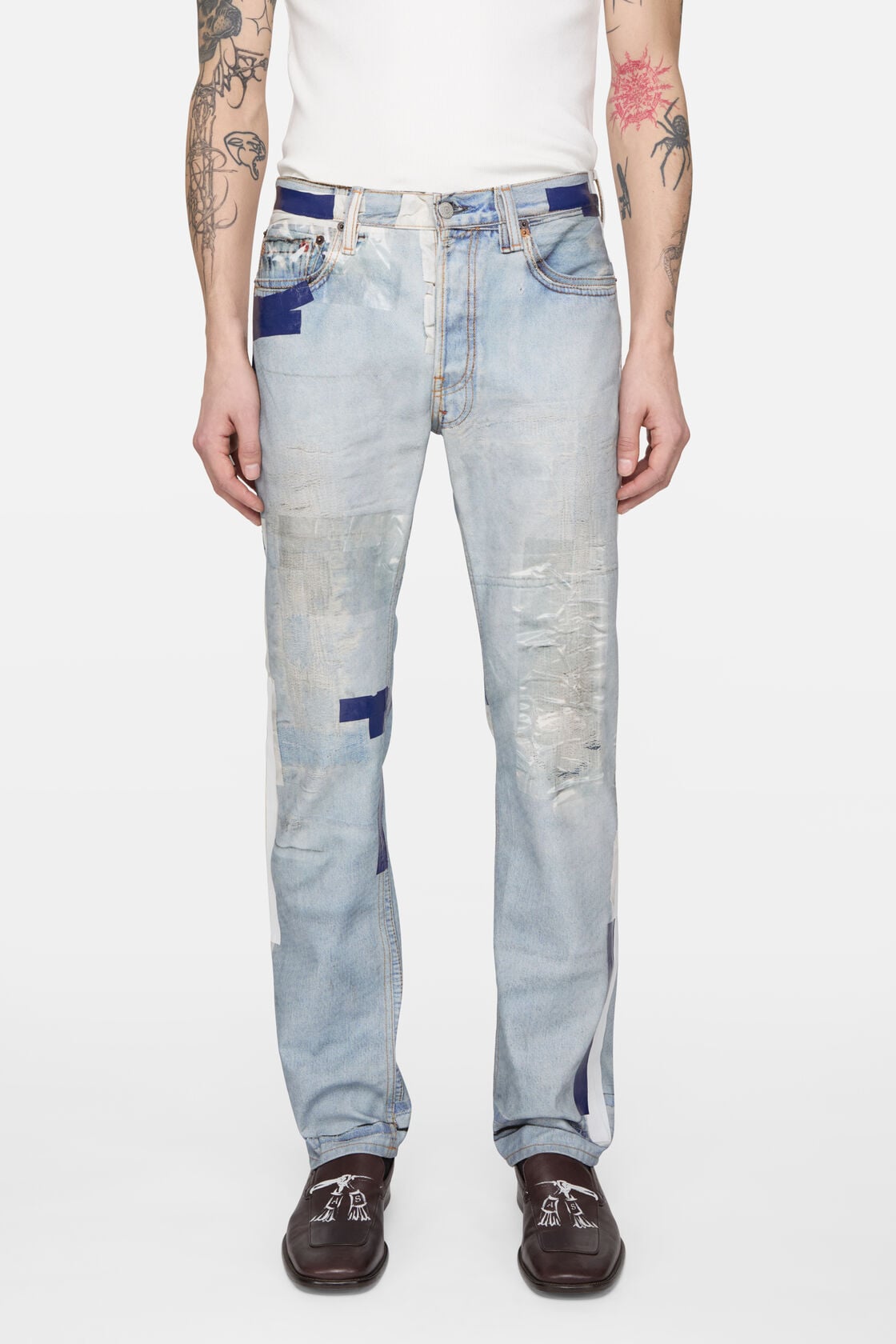 Acne Studios Trompe-l'œil tape jeans - 1996M - Light blue