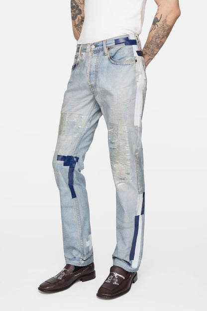 Acne Studios Trompe-l'œil tape jeans - 1996M - Light blue