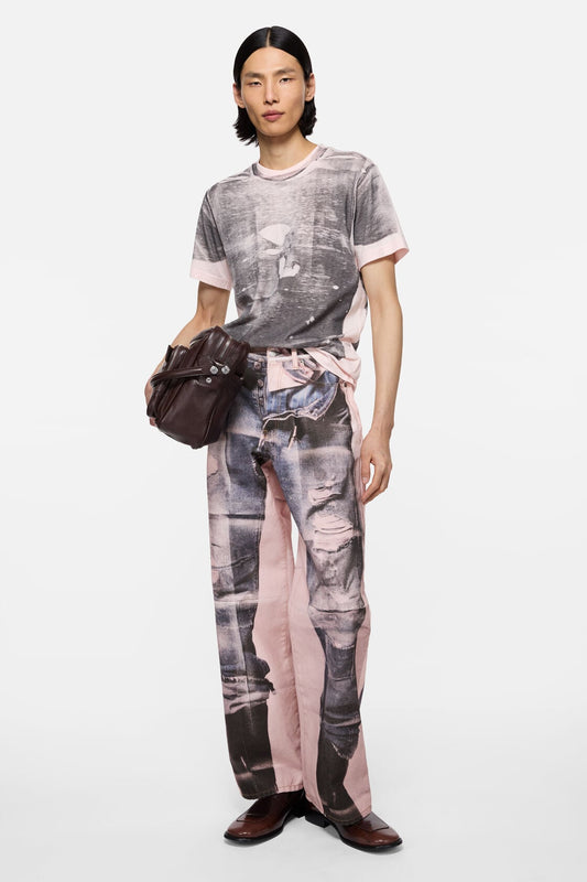 Acne Studios Trompe-l'œil photocopy jeans - 1981 - Pink/blue