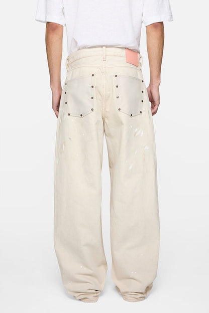 Acne Studios Loose fit jeans with leather pockets - White