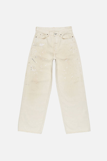 Acne Studios Loose fit jeans with leather pockets - White