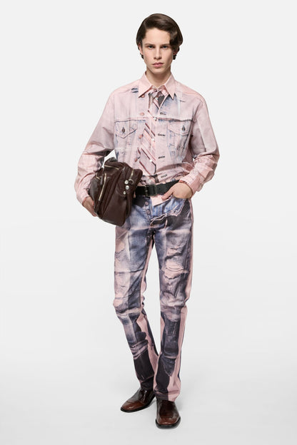 Acne Studios Trompe-l'œil photocopy jeans - 1996M - Pink/blue