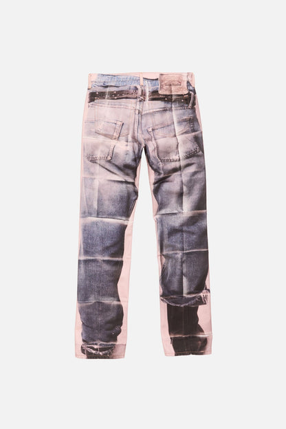 Acne Studios Trompe-l'œil photocopy jeans - 1996M - Pink/blue