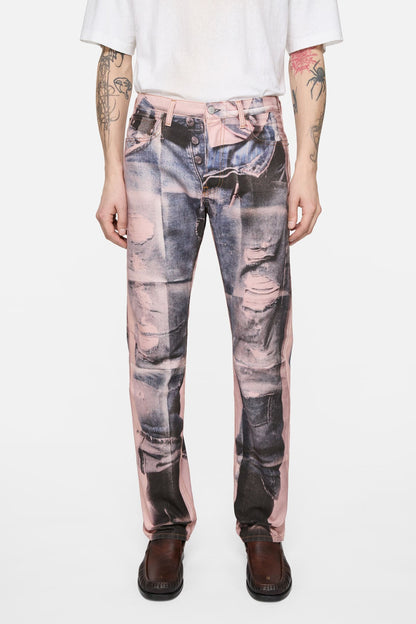 Acne Studios Trompe-l'œil photocopy jeans - 1996M - Pink/blue