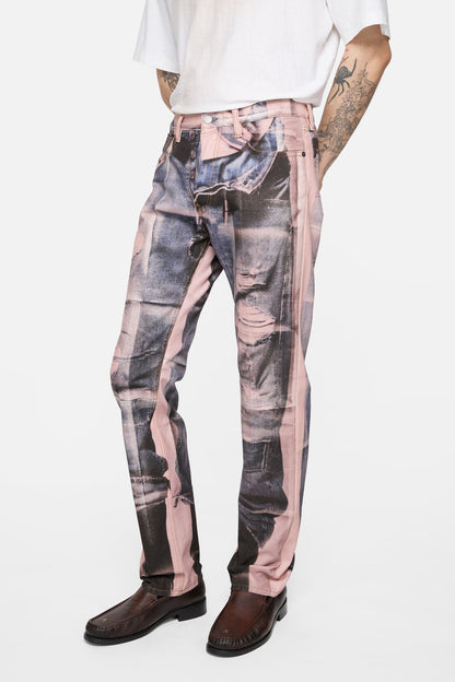 Acne Studios Trompe-l'œil photocopy jeans - 1996M - Pink/blue