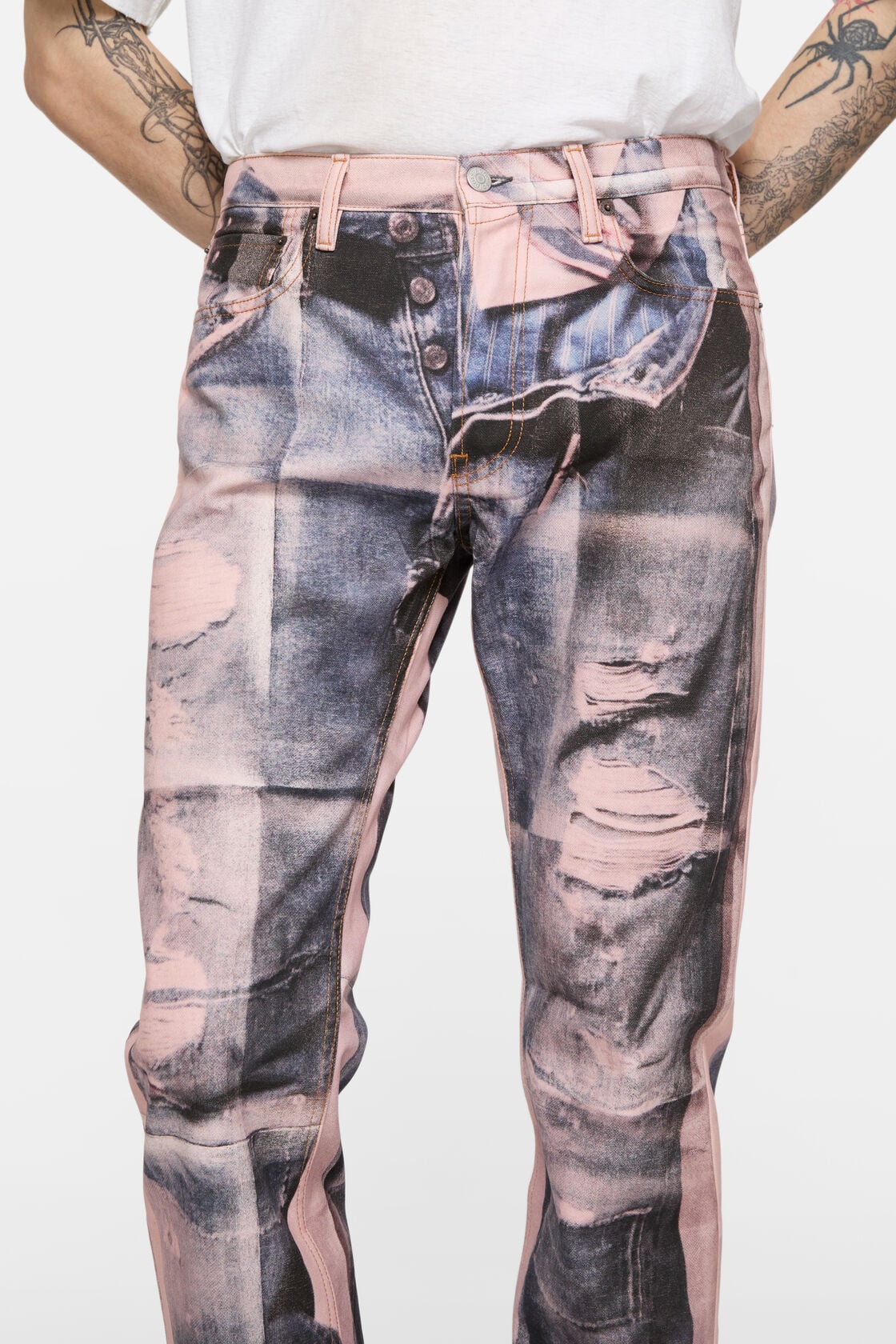 Acne Studios Trompe-l'œil photocopy jeans - 1996M - Pink/blue