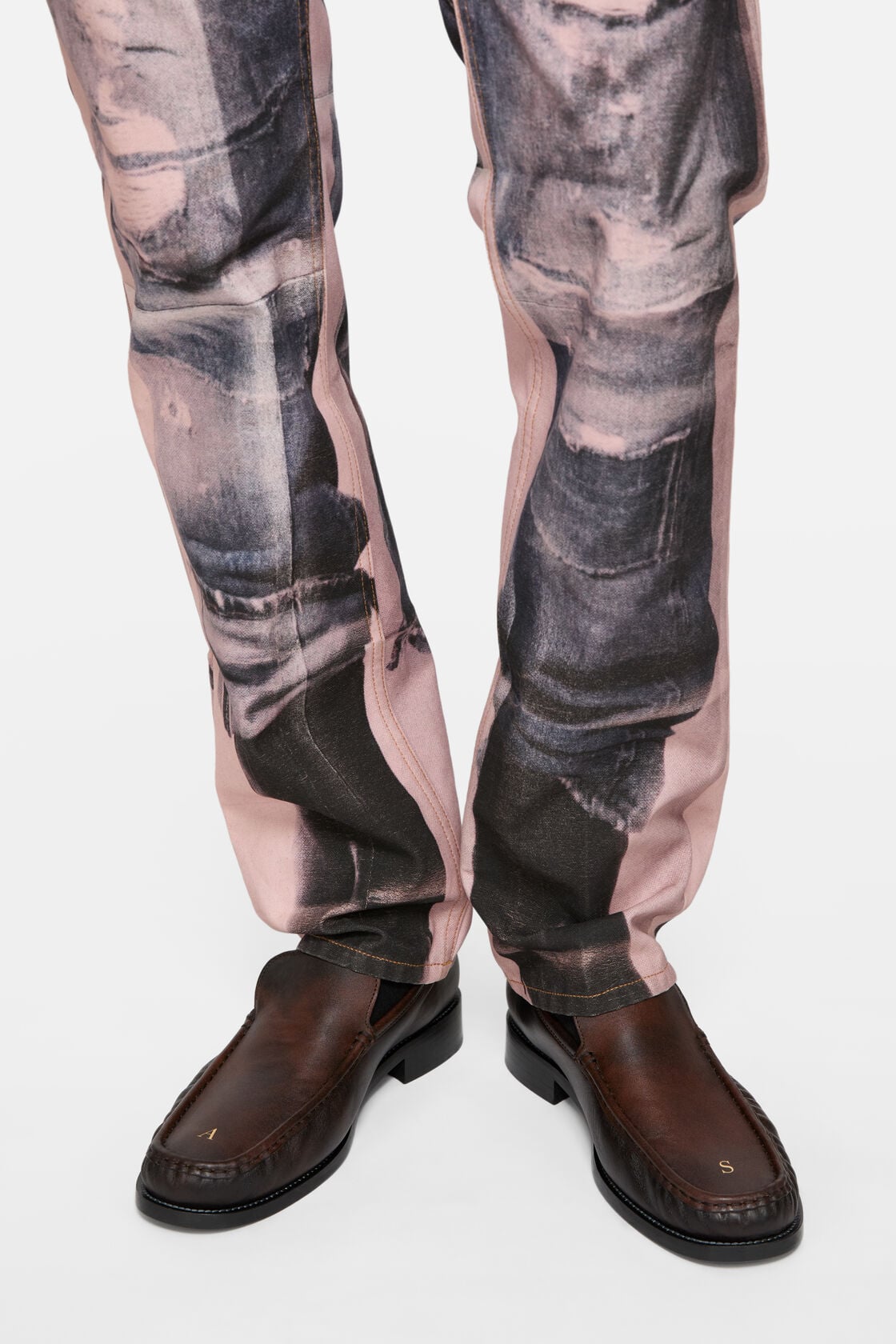 Acne Studios Trompe-l'œil photocopy jeans - 1996M - Pink/blue