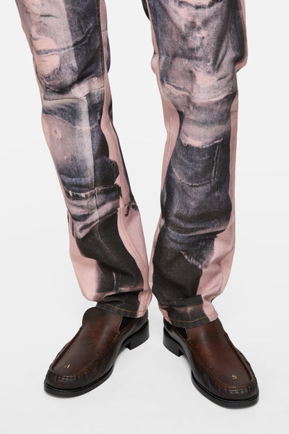 Acne Studios Trompe-l'œil photocopy jeans - 1996M - Pink/blue