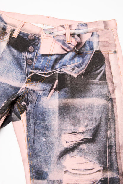 Acne Studios Trompe-l'œil photocopy jeans - 1996M - Pink/blue