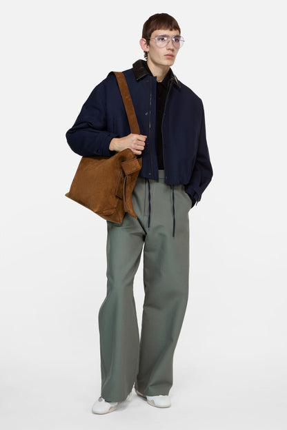 Acne Studios Bomber with faux leather collar - Navy