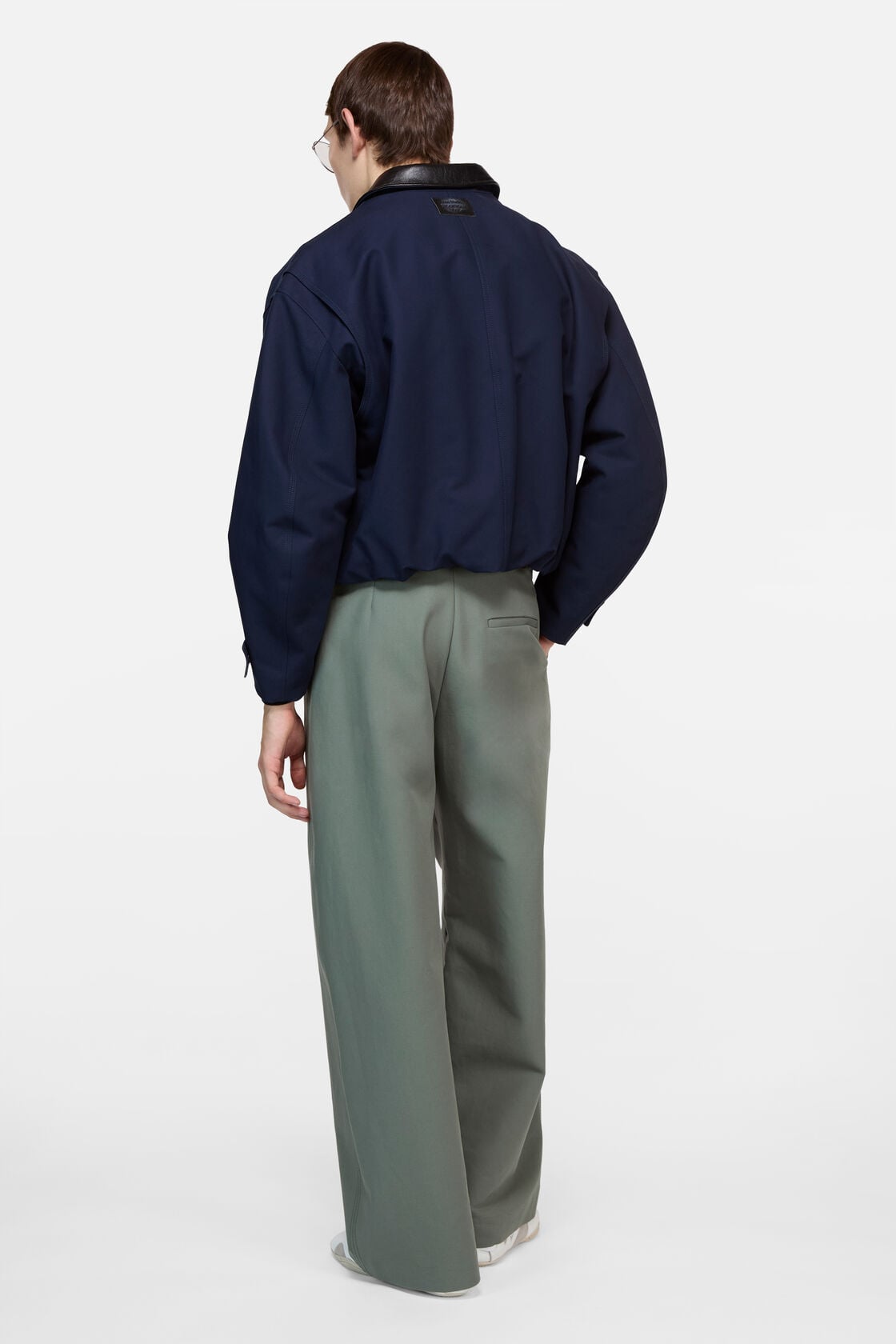 Acne Studios Bomber with faux leather collar - Navy