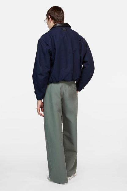 Acne Studios Bomber with faux leather collar - Navy