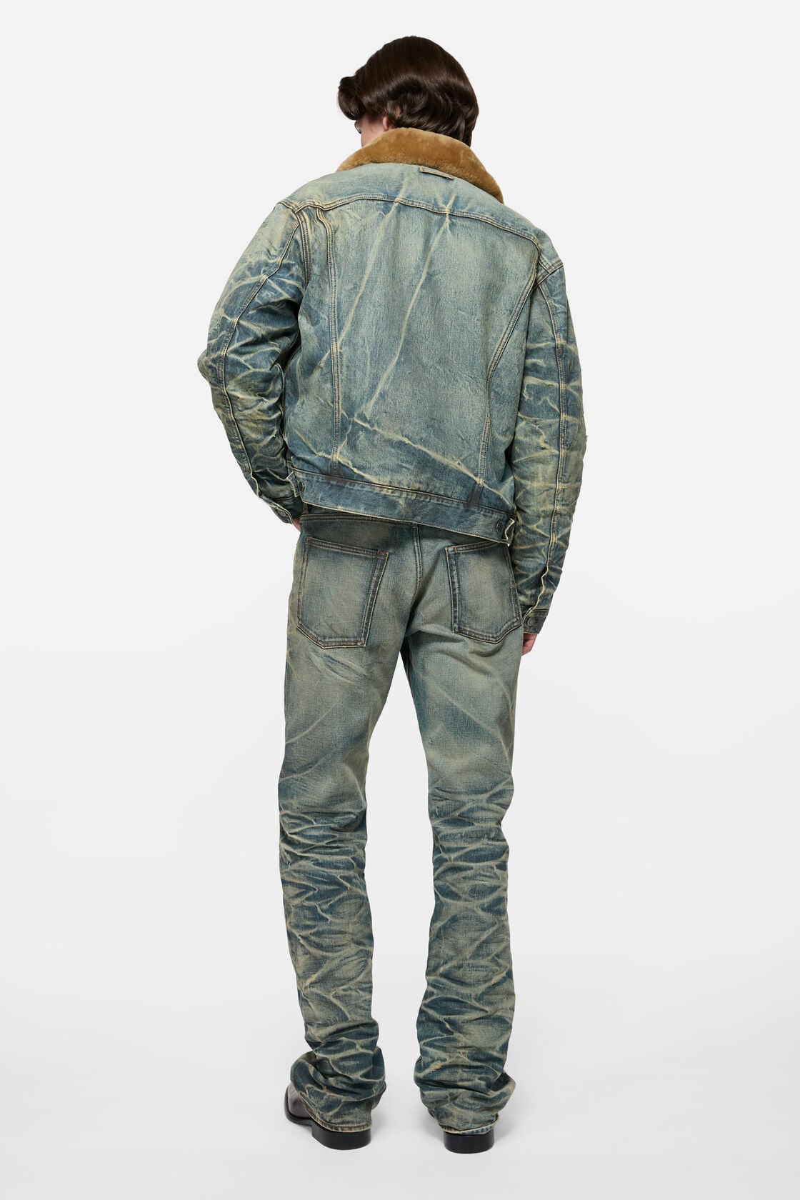 Acne Studios Denim jacket with fur collar - Mid blue