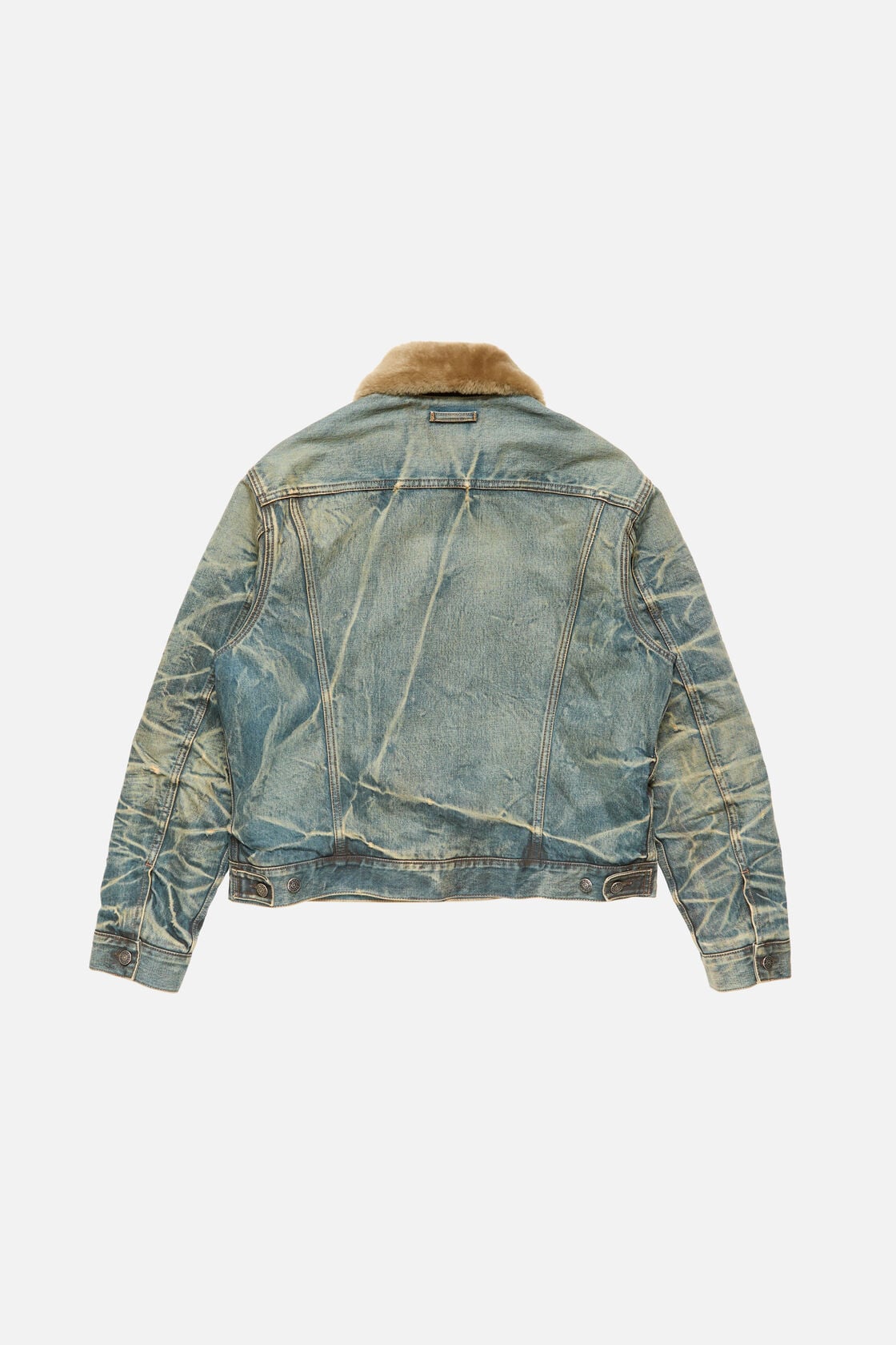Acne Studios Denim jacket with fur collar - Mid blue