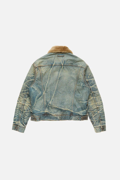 Acne Studios Denim jacket with fur collar - Mid blue