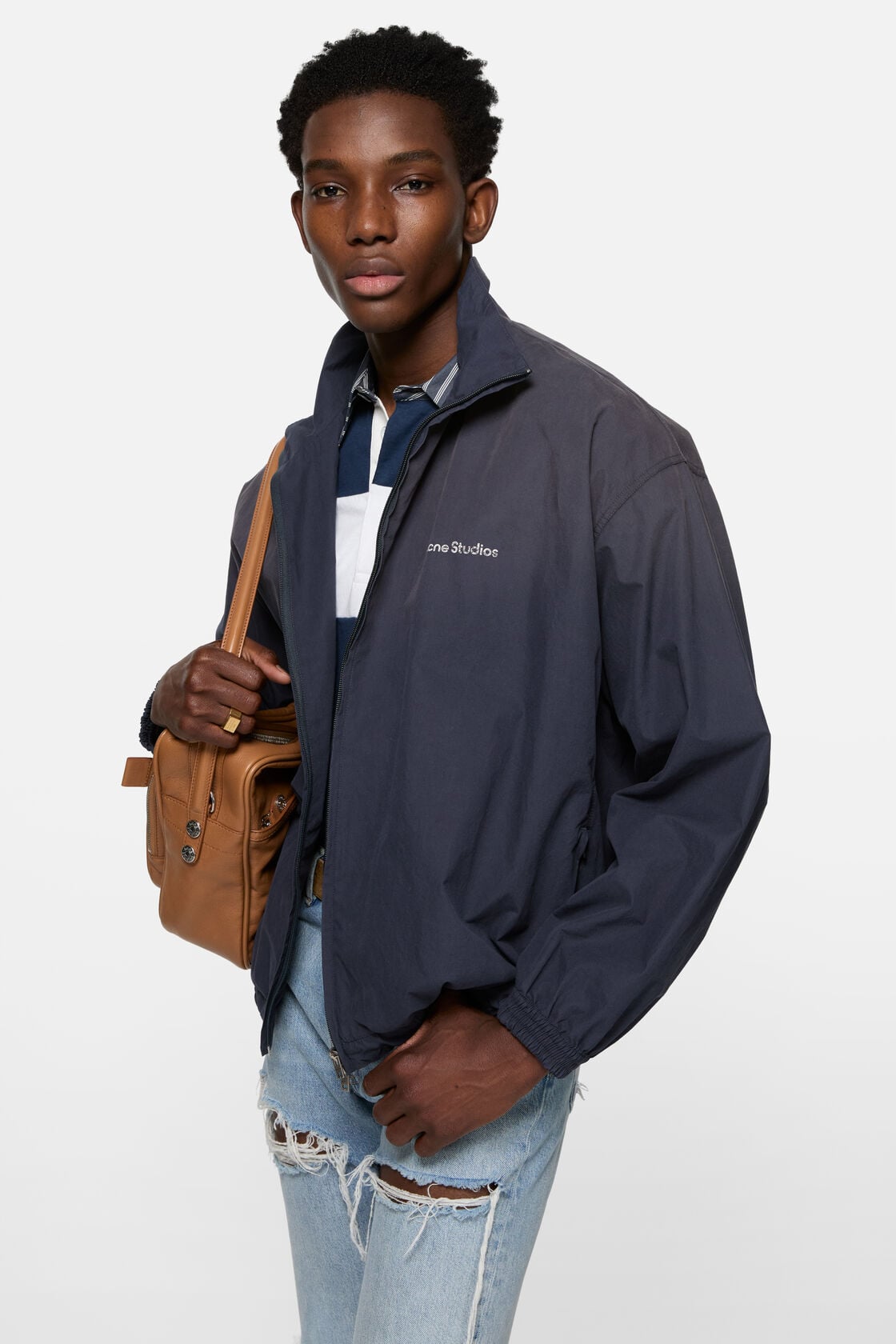 Acne Studios Washed logo jacket - Navy