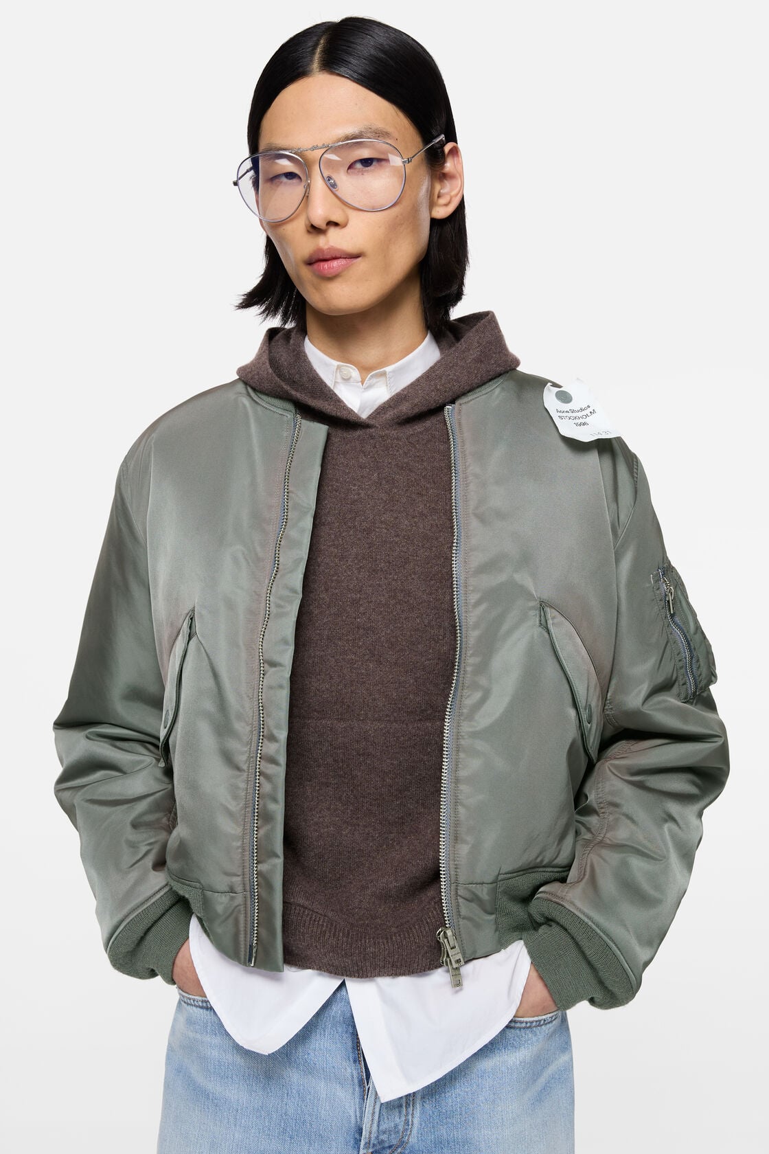 Acne Studios Washed bomber jacket - Stone grey