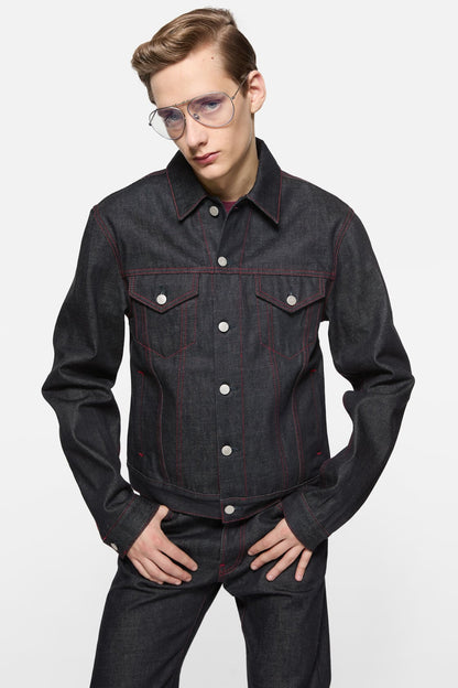 Acne Studios Re-edition raw denim jacket - Mid Blue