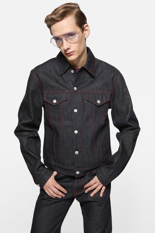 Acne Studios Re-edition raw denim jacket - Mid Blue