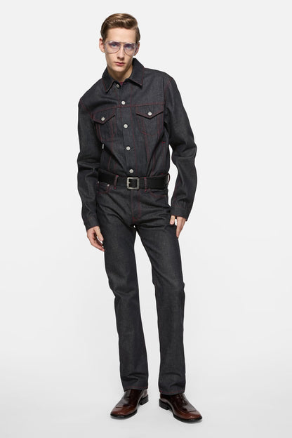 Acne Studios Re-edition raw denim jacket - Mid Blue