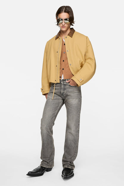 Acne Studios Bomber with faux leather collar - Sand beige