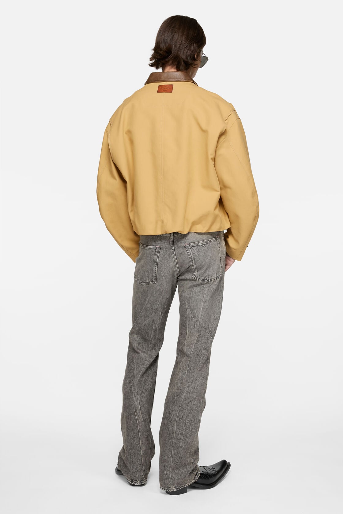 Acne Studios Bomber with faux leather collar - Sand beige