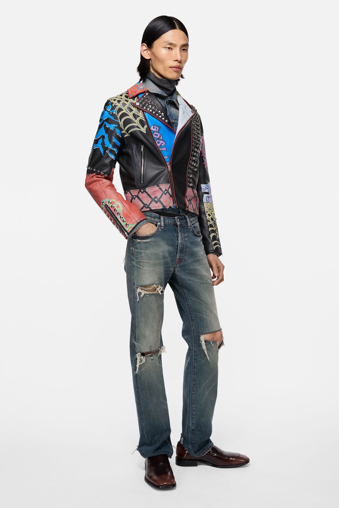 Acne Studios Painted biker jacket - Black