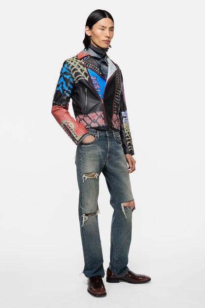 Acne Studios Painted biker jacket - Black