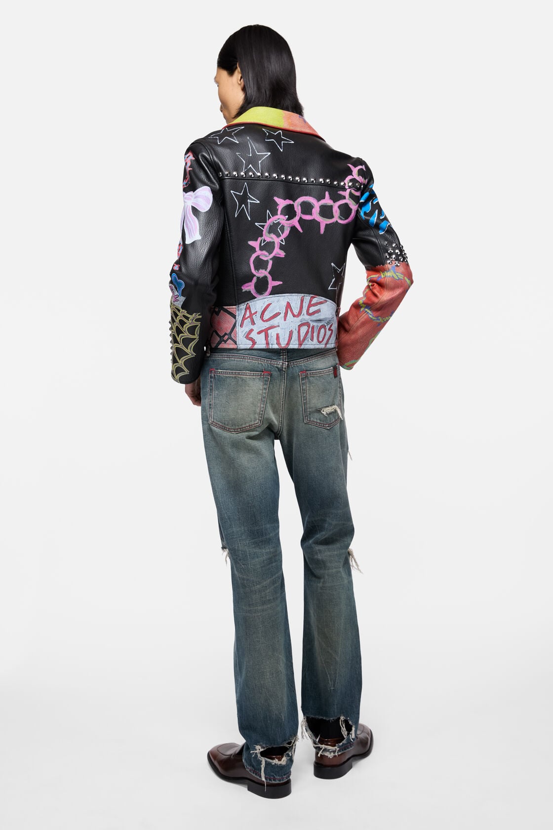Acne Studios Painted biker jacket - Black