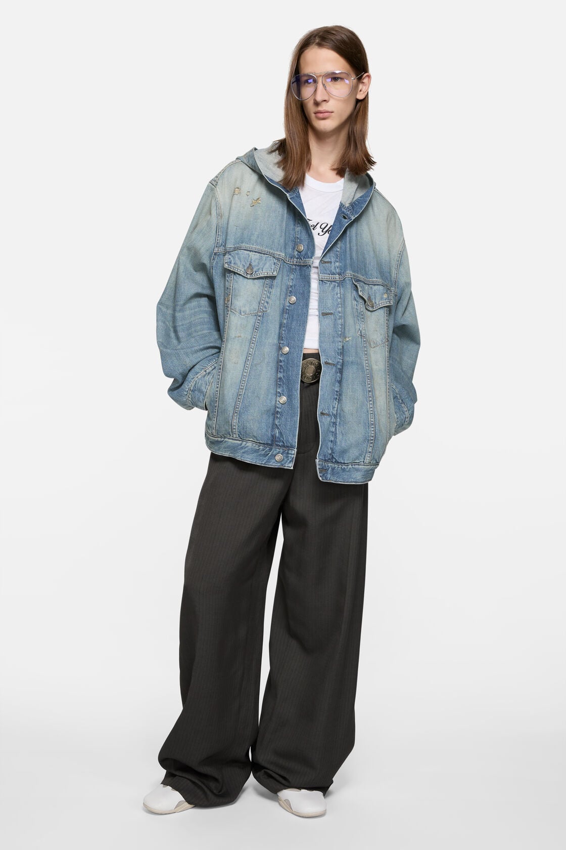 Acne Studios Hooded denim jacket - Mid Blue