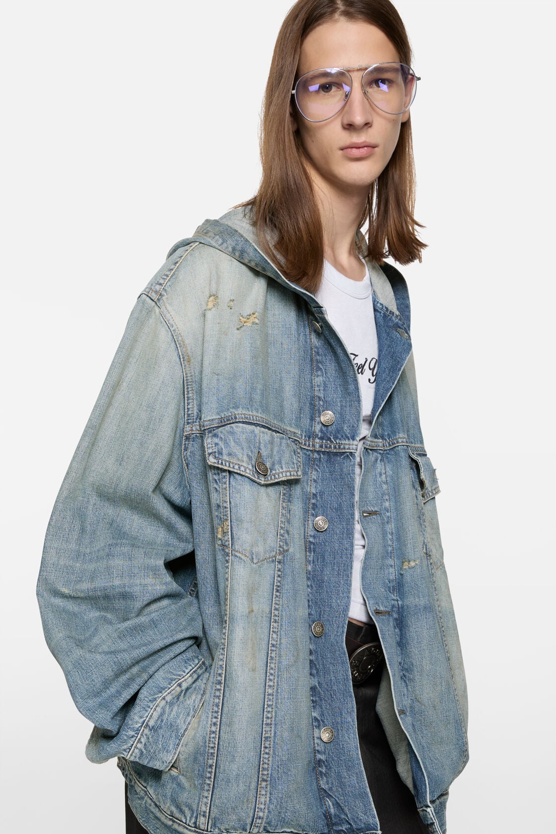 Acne Studios Hooded denim jacket - Mid Blue