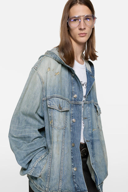 Acne Studios Hooded denim jacket - Mid Blue