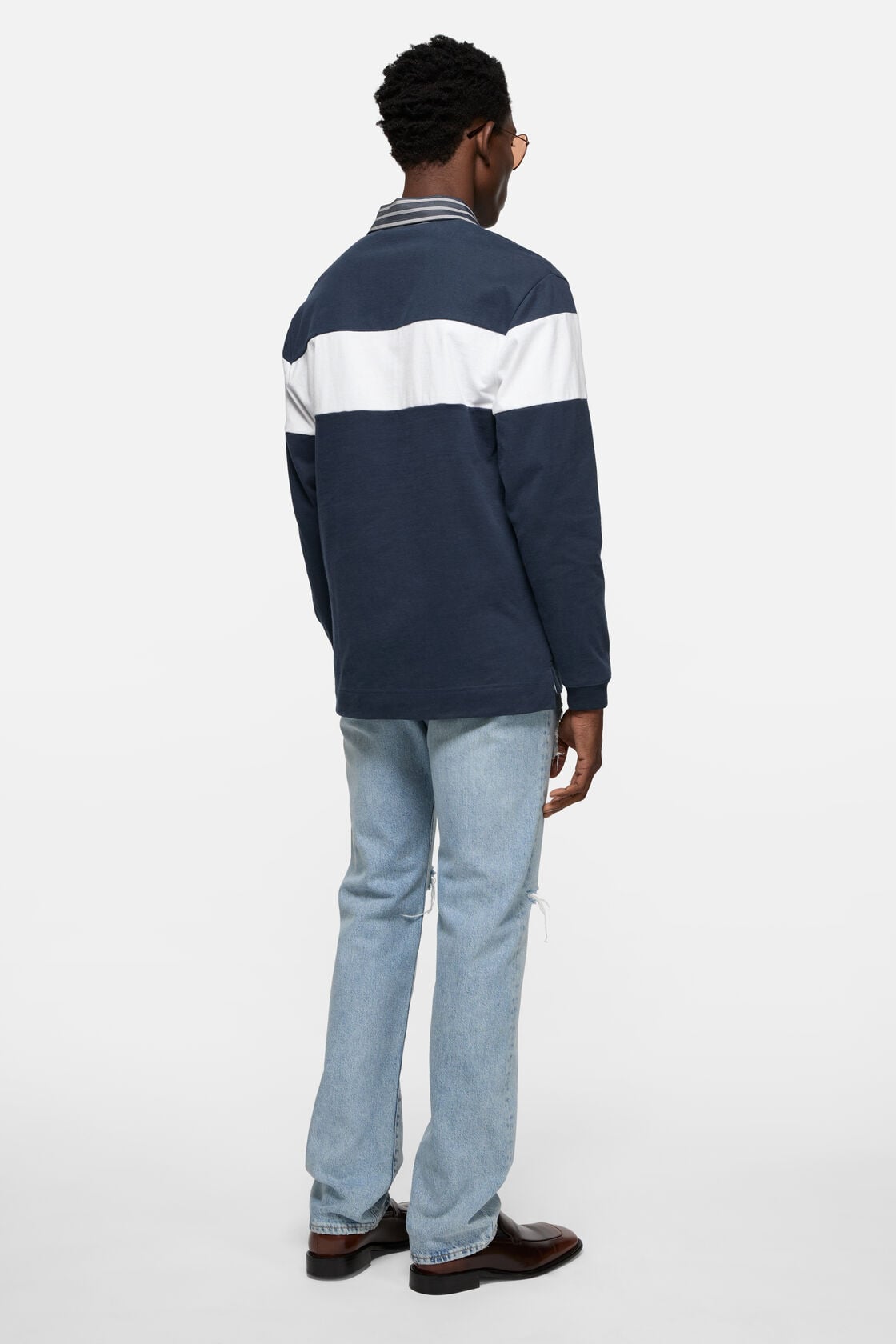 Acne Studios Striped polo sweatshirt - Navy/white